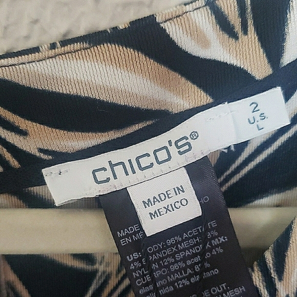 NWT Chico's Travelers Leaf Jumpsuit Short Sleeve Tie Waist Navy Cream Tropical - Picture 13 of 17